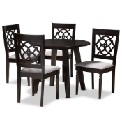 Baxton Studio Eliza Modern and Contemporary Grey Fabric Upholstered and Walnut Brown Finished Wood 5-Piece Dining Set